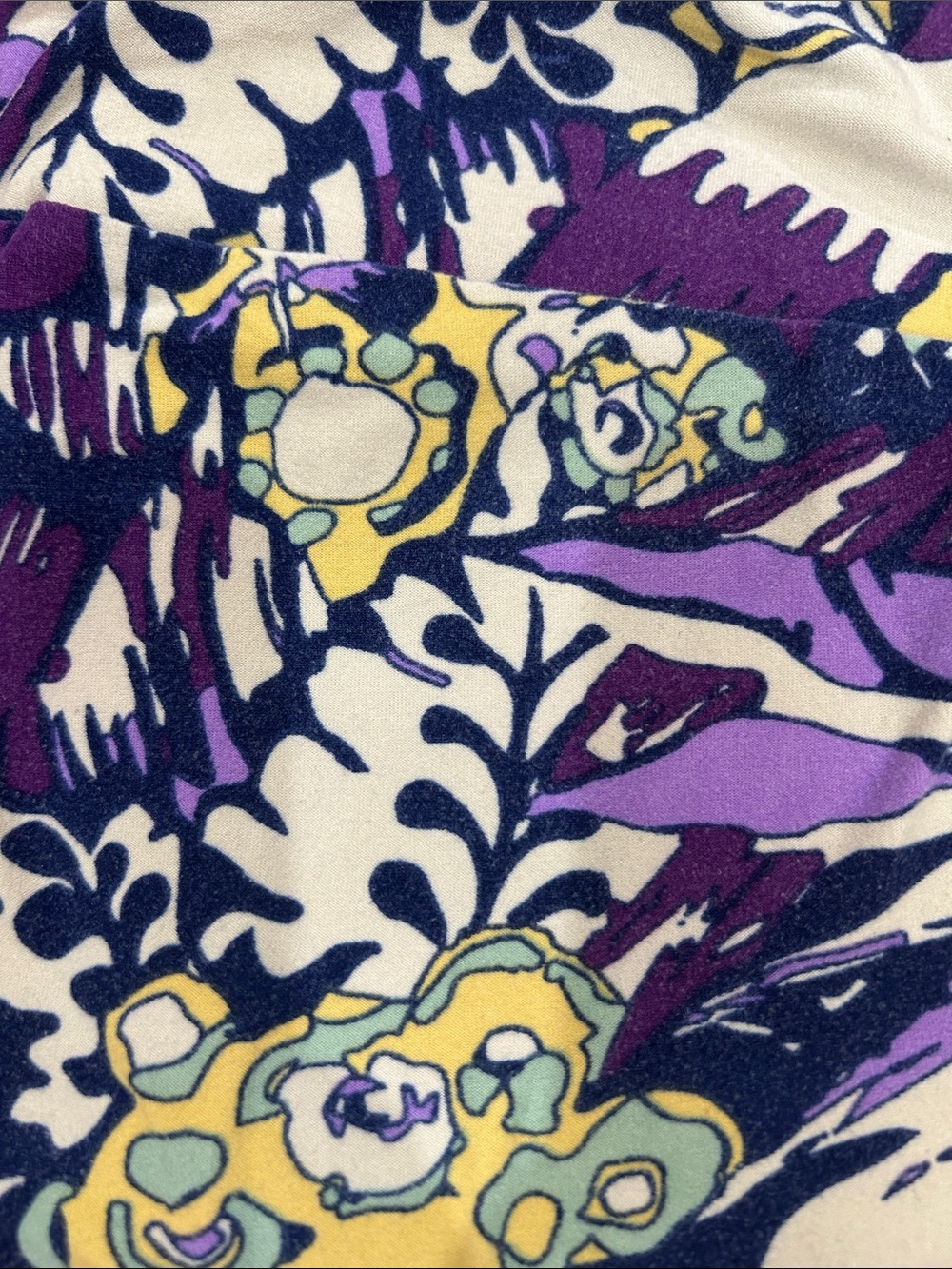 LuLaRoe Vibrant Floral Print leggings in Purple, Yellow, Navy, Cream